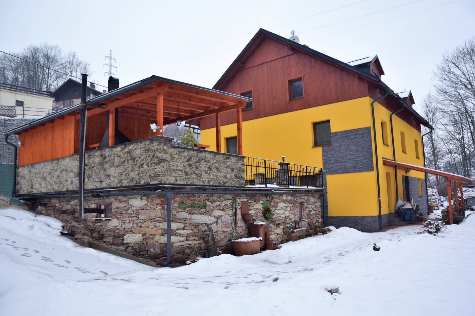 Apartmány Nad řekou v zimě